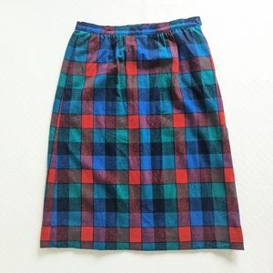 Pendleton Vintage Virgin Wool Checkered Plaid Midi Skirt with pockets, size 14